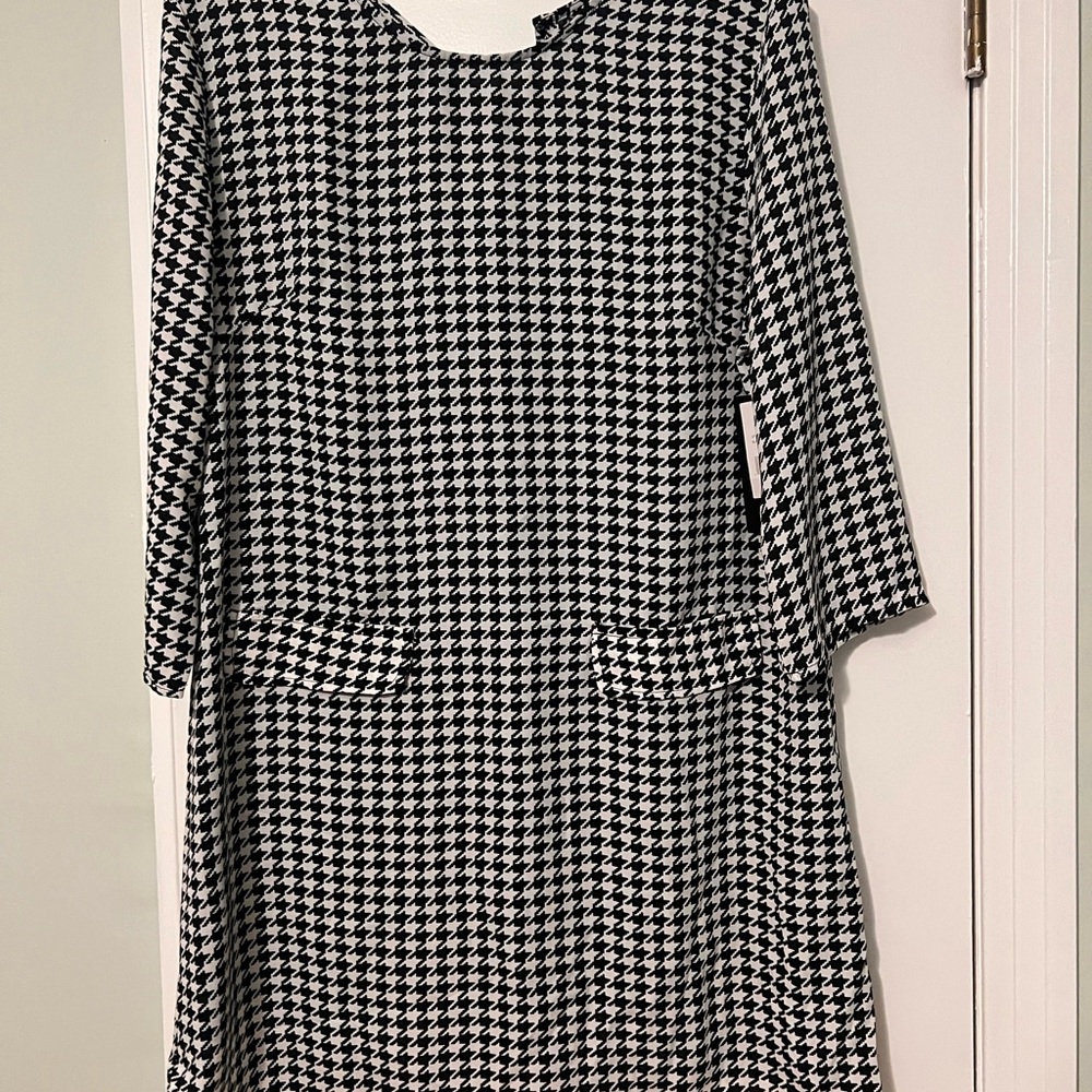 Fashion Union Black and White Houndstooth Dress